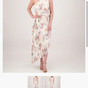 Dress Forum Cream and Pink Ruffled Tiered Midi Dress